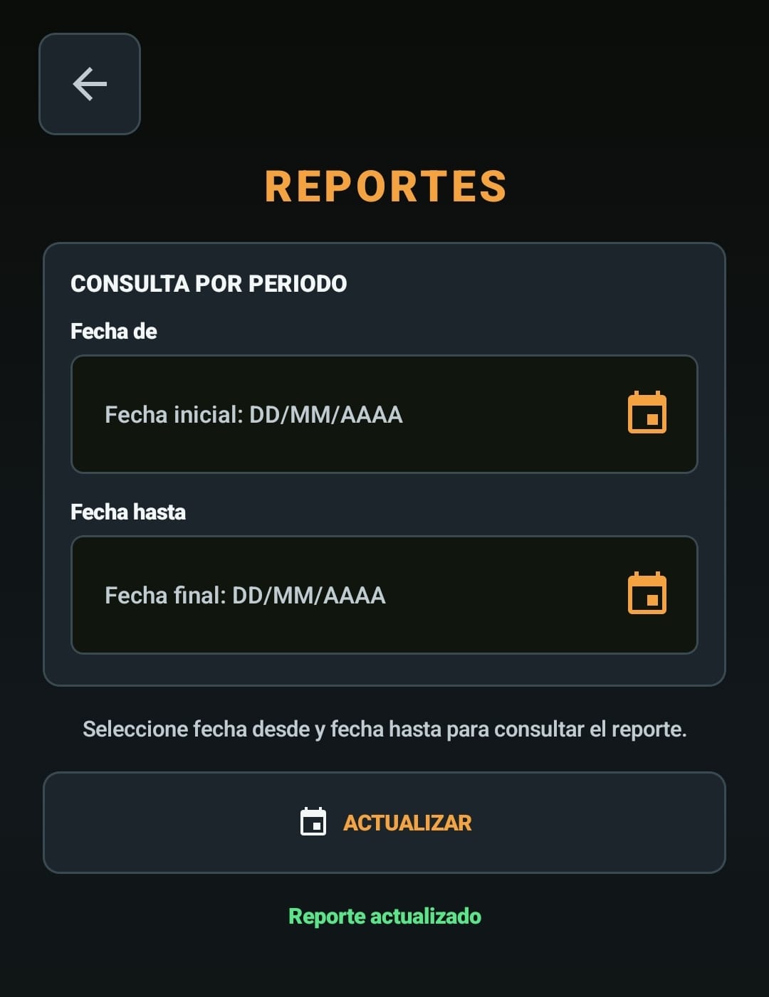 Consulta de reportes por periodo en SolarApp